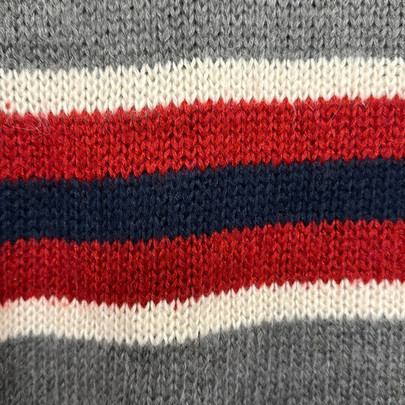 Kismet Striped Knit Mock Neck Sweater - Medium Red Grey Navy White Cozy - Picture 4 of 10